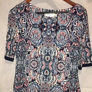 Eliza J Paisley Print Boat Neck Dress | Size 6